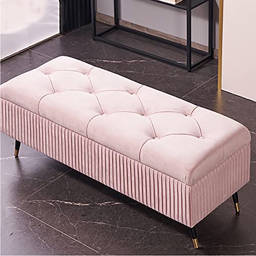 Luxuriöse Samt-Aufbewahrungsbank, moderner Bett-Ottomane für Schlafzimmer und Eingangsbereich, stilvolle rosa gepolsterte Aufbewahrungsbank, 100 x 45 x 45 cm Luxuriöse Samt-Aufbewahrungsbank, moderner Bett-Ottomane für Schlafzimmer und Eingangsbereich, stilvolle rosa gepolsterte Aufbewahrungsbank, 100 x 45 x 45 cm von Generisch