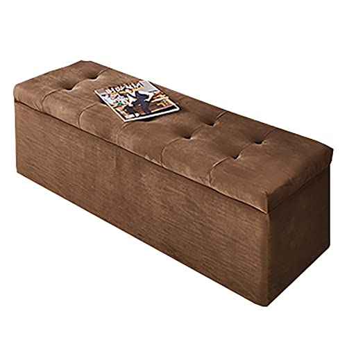 Luxuriöse Samt-Ottomane, gemütliche Fußstütze für Wohnzimmer, moderne, rechteckige Schuhbank, stilvoller Eingangsbereich, Braun, 60 x 40 x 40 cm von Generisch