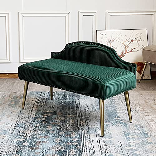 Luxuriöse Samt-gepolsterte Bettbank mit Rückenlehne, moderner Eingangssitz, stilvolles Schlafzimmer-Fell-Dekor, Grün, 80 x 40 x 66 cm von Generisch