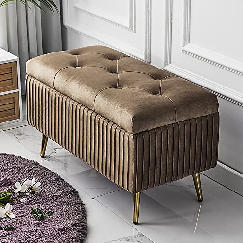 Luxuriöse Samtgepolsterte Aufbewahrungsbank, hochwertige dekorative Fell-Fußstütze für Wohnzimmer, Eingangsbereich und Schlafzimmer Luxuriöse Samtgepolsterte Aufbewahrungsbank, hochwertige dekorative Fell-Fußstütze für Wohnzimmer, Eingangsbereich und Schlafzimmer von Generisch