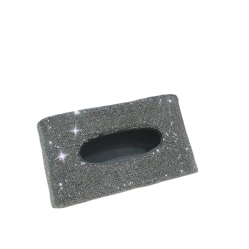 Luxuriöse Serviettenbox mit Strasssteinen for den Schreibtisch, Taschentuchbox, Autodekoration(Black Full Diamond) von Generisch