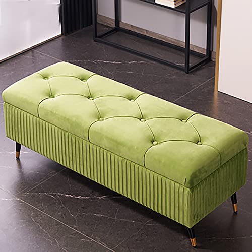 Luxuriöse Sitzbank mit Stauraum, modern, gepolstert, für Schlafzimmer oder Eingangsbereich, stilvolle grüne Akzentmöbel, 100 x 45 cm, perfekt für Nizing und Heimdekoration von Generisch