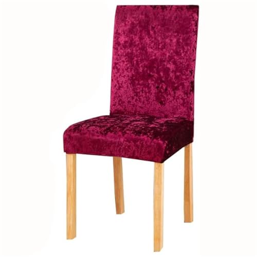 Luxuriöse Stretch-Samt-Esszimmerstuhlhussen – 4 Stück, Rotwein-Schonbezüge für Esszimmer, Küche, Hotel, universal, Parsons Stuhlschoner, einfache Passform von Generisch