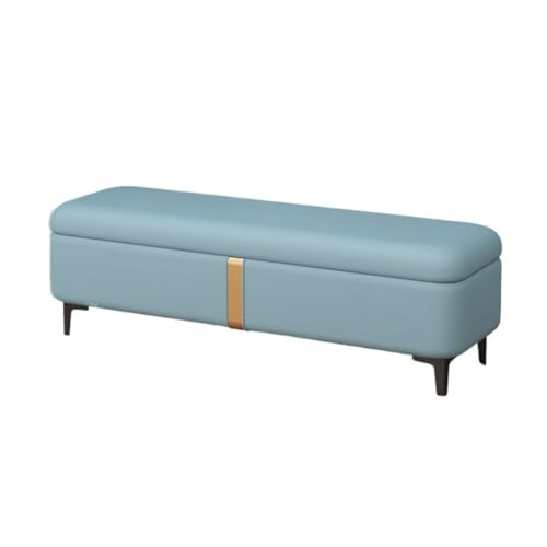 Luxuriöse blaue Aufbewahrungsbank für Schlafzimmer, lang, rechteckig, Schuhwechselsitz, gepolsterte Ottomane für Bettende oder Wohnzimmer, stilvolle Möbel. Luxuriöse blaue Aufbewahrungsbank für Schlafzimmer, lang, rechteckig, Schuhwechselsitz, gepolsterte Ottomane für Bettende oder Wohnzimmer, stilvolle Möbel. von Generisch