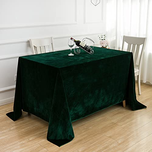 Luxuriöse dunkelgrüne Samt-Tischdecke, elegant, 100 % Polyester, quadratische Tischdecke für Innen- und Außenbereich, Esstisch, 160 x 280 cm von Generisch