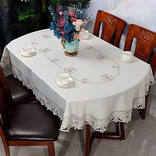 Luxuriöse ovale Tischdecke, schmutzabweisend, bestickt, Tischdecke, knitterfrei, Tischdecken für ovale Tische, elegante Heimdekoration, 130 x 175 cm Luxuriöse ovale Tischdecke, schmutzabweisend, bestickt, Tischdecke, knitterfrei, Tischdecken für ovale Tische, elegante Heimdekoration, 130 x 175 cm von Generisch