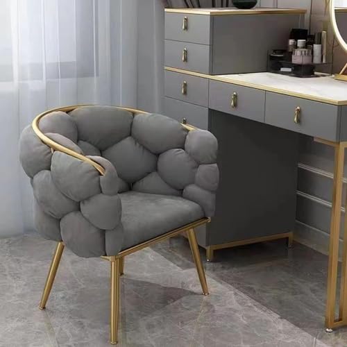 Luxuriöser, flauschiger Samtsessel mit goldfarbenen Metallbeinen, modernes Design für Schlafzimmer, Wohnzimmer, Café und Schminktisch von Generisch