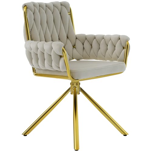 Luxuriöser Drehstuhl aus Samt – Moderner, minimalistischer Sessel für Wohnzimmer und Schlafzimmer, 360° drehbar, Freizeitstuhl mit erhöhter Rückenlehne und Armlehnen, stabile Metallbeine, 150 kg von Generisch
