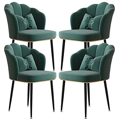 Luxuriöser Esszimmerstuhl aus Samt, mit Beinen aus Karbonstahl, für Zuhause, Arbeitszimmer oder Schminktisch, grüne Farbe, schwarze Füße, 4 Stück Luxuriöser Esszimmerstuhl aus Samt, mit Beinen aus Karbonstahl, für Zuhause, Arbeitszimmer oder Schminktisch, grüne Farbe, schwarze Füße, 4 Stück von Generisch