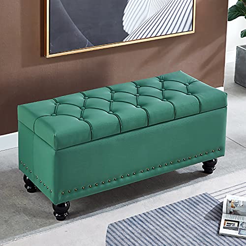 Luxuriöser Kunstleder-Ottomane mit gepolstertem Sitz, stilvoller Fell-Fußhocker für Wohnzimmer und Schlafzimmer, elegantes Grün, 60 x 40 x 45 cm Luxuriöser Kunstleder-Ottomane mit gepolstertem Sitz, stilvoller Fell-Fußhocker für Wohnzimmer und Schlafzimmer, elegantes Grün, 60 x 40 x 45 cm von Generisch