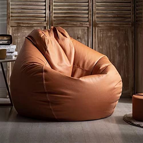 Luxuriöser Kunstleder-Sitzsack, wasserdicht, 100 cm, Outdoor-Sitzsack, Lazy Orange Sitzsack zur Entspannung, stilvolle Möbel für Wohnzimmer und Terrasse von Generisch