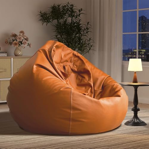 Luxuriöser Kunstleder-Sitzsack-Sesselbezug für Einzelsofa, modulares Ecksofa, Sessel, keine Füllung erforderlich, stilvoller orangefarbener Sitzsack-Ersatz Luxuriöser Kunstleder-Sitzsack-Sesselbezug für Einzelsofa, modulares Ecksofa, Sessel, keine Füllung erforderlich, stilvoller orangefarbener Sitzsack-Ersatz von Generisch