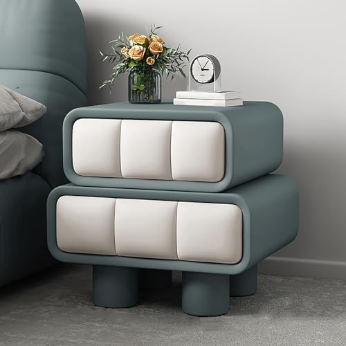 Luxuriöser Nachttisch aus PU-Leder mit doppelten Schubladen, minimalistischer Nachttisch für Schlafzimmer und Wohnzimmer, modernes Design der Mitte des Jahrhunderts Luxuriöser Nachttisch aus PU-Leder mit doppelten Schubladen, minimalistischer Nachttisch für Schlafzimmer und Wohnzimmer, modernes Design der Mitte des Jahrhunderts von Generisch