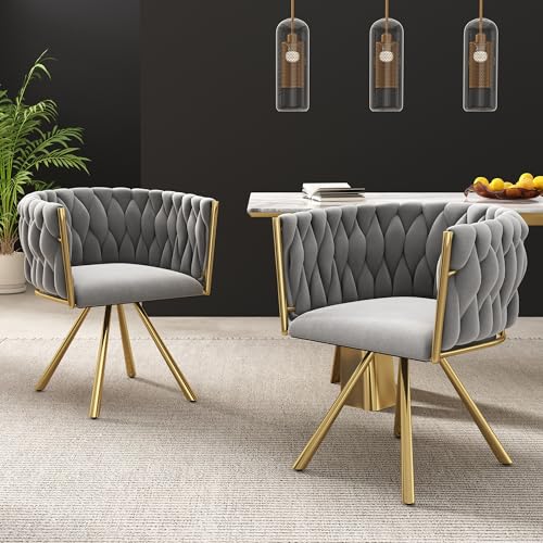 Luxuriöser Samt-Esszimmerstuhl im 2er Set, drehbar 360° mit ergonomischer Rückenlehne und stabilem Metallrahmen, grau und Gold, perfekt für Wohnzimmer, Schlafzimmer und Esszimmer. Luxuriöser Samt-Esszimmerstuhl im 2er Set, drehbar 360° mit ergonomischer Rückenlehne und stabilem Metallrahmen, grau und Gold, perfekt für Wohnzimmer, Schlafzimmer und Esszimmer. von Generisch