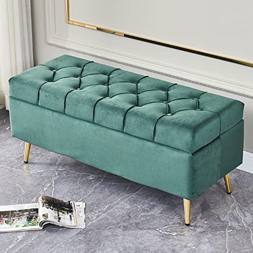 Luxuriöser Samt-Pouf mit goldenen Beinen und Knöpfen, moderner Aufbewahrungshocker für Wohnzimmer, Schlafzimmer und Flur, Dunkelgrün, 99,1 x 40,6 x 45,7 cm, stilvoller Schuhwechselsitz Luxuriöser Samt-Pouf mit goldenen Beinen und Knöpfen, moderner Aufbewahrungshocker für Wohnzimmer, Schlafzimmer und Flur, Dunkelgrün, 99,1 x 40,6 x 45,7 cm, stilvoller Schuhwechselsitz von Generisch