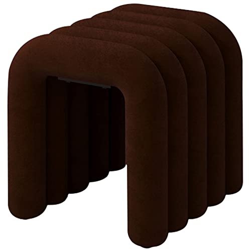 Luxuriöser Samthocker Fußstütze Pouf mit Karbonstahl-Unterstützung, Schminkstuhl, dunkelbraune Akzentmöbel für Schlafzimmer und Wohnzimmer (Größe: Typ A) von Generisch