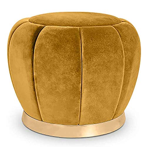 Luxuriöser Samthocker mit goldfarbenem Metallbesatz, 45 cm hoch, runder Fußhocker für Wohnzimmer, Schlafzimmer oder Eingangsbereich, multifunktionale Fußstütze von Generisch