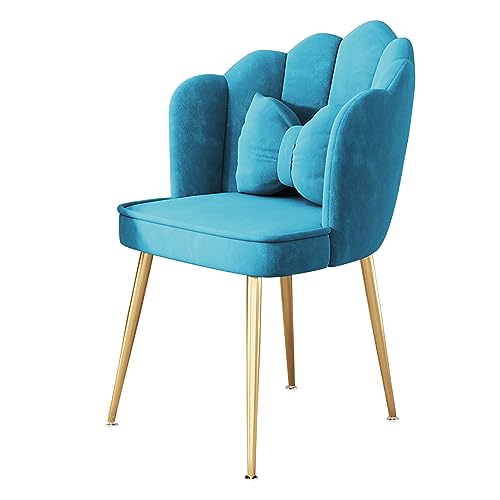 Luxuriöser Samtsessel mit goldfarbenen Metallbeinen für Wohnzimmer, Schlafzimmer, Esszimmer, moderner gepolsterter Wannenstuhl, Schminktisch oder Café (dunkelblau) von Generisch