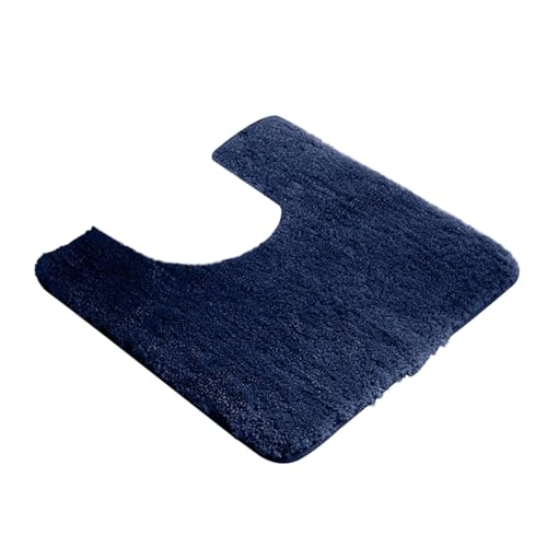 Luxuriöser U-förmiger Badteppich Set Verdickte Rutschfeste WC Vorleger & Badematte Wasserabsorbierende Toilettenmatte in Dunkelblau Komfortables & Praktisches Badezimmer Zubehör Nylon & Spandex von Generisch