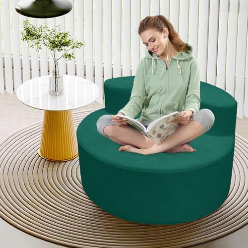 Luxuriöser moderner übergroßer runder Stuhl, eng gebogene Rückenlehne, runder Stuhl, mit Halbmond-Design und hochdichtem Schaumstoff für Wohnzimmer, Lounge und Projektionsraum (Tintengrün) von Generisch