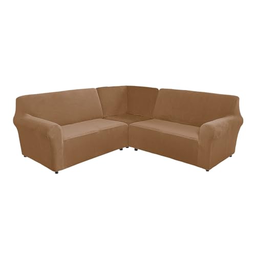 Luxuriöses 3-teiliges L-förmiges Sofabezug-Set, weicher Stretch-Samtschutz für 5-/7-Sitzer-Eckcouch, dicker Plüsch-Schonbezug – stilvolle Kamelfarbe Luxuriöses 3-teiliges L-förmiges Sofabezug-Set, weicher Stretch-Samtschutz für 5-/7-Sitzer-Eckcouch, dicker Plüsch-Schonbezug – stilvolle Kamelfarbe von Generisch