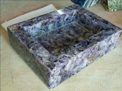 Luxuriöses Amethyst-Waschbecken, 53,3 x 45,7 cm, violett, Handwaschschüssel, Amethyst-Handwaschschüssel für Esszimmer-Dekoration, Puderraum-Waschbecken, stilvolles Badezimmer-Accessoire Luxuriöses Amethyst-Waschbecken, 53,3 x 45,7 cm, violett, Handwaschschüssel, Amethyst-Handwaschschüssel für Esszimmer-Dekoration, Puderraum-Waschbecken, stilvolles Badezimmer-Accessoire von Generisch