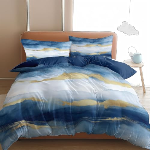 Luxury 155 x 200 cm Bettbezug Set, Aquarell Wolkenlinie Ultra Weich & Atmungsaktiv, Hypoallergen, Hotel-Qualität Bettwäsche, Aquarellmalerei Bettbezug Ideal für den Heimgebrauch von Generisch