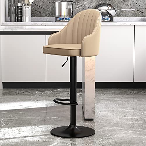 Luxus-Barhocker 2er-Set, PU-Leder, höhenverstellbar, mit Rückenlehne, schwarze Metallbeine – ideal für Zuhause, Bars, Bistros und Restaurants, stilvolle Thekenhocker für Kücheninsel von Generisch