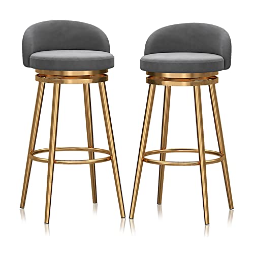 Luxus Barhocker Samt Gold 2er Set 360° Drehstühle für Küchentheke 75cm Höhe Modernes Grau und Gold Design Luxus Barhocker Samt Gold 2er Set 360° Drehstühle für Küchentheke 75cm Höhe Modernes Grau und Gold Design von Generisch