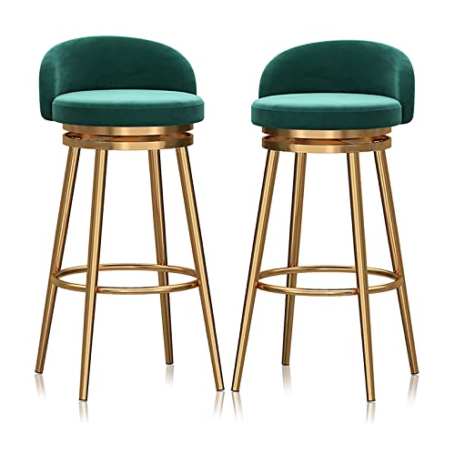 Luxus Barhocker Samt Gold 2er Set 360° Drehstühle für Küchentheke 75cm Höhe grüne Rückenlehne Luxus Barhocker Samt Gold 2er Set 360° Drehstühle für Küchentheke 75cm Höhe grüne Rückenlehne von Generisch