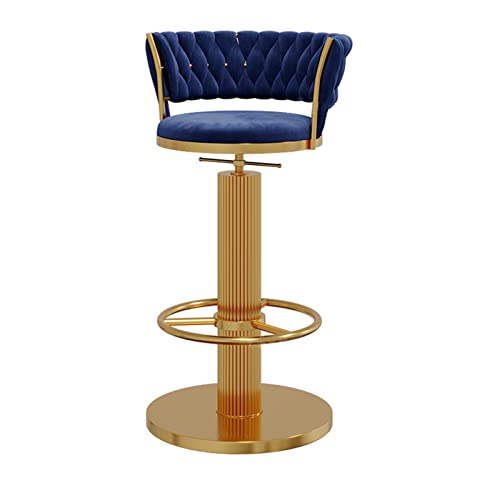 Luxus Barhocker mit hoher Rückenlehne Höhenverstellbar 360° Samt Esszimmerstuhl Metall Runde Fußstütze Modern Thekenhocker für Küche und Esszimmer von Generisch