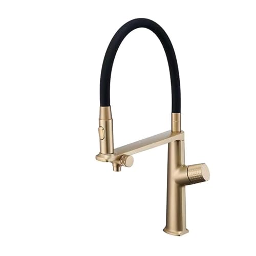 Luxus Gunmetal Messing Küchenarmatur Einloch Doppelgriff Heiß- und Kaltmischer mit gefiltertem Wasser Doppelfunktion Spültischarmatur (gebürstetes Grau G9/16) von Generisch