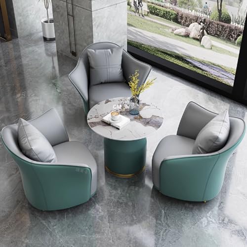 Luxus Hotel Lobby Empfangstisch Set - Elegante Verhandlungsstühle & Runder Couchtisch mit glänzender Felsplatte - Premium Ledersofa für Ruhebereiche und Wartezimmer Luxus Hotel Lobby Empfangstisch Set - Elegante Verhandlungsstühle & Runder Couchtisch mit glänzender Felsplatte - Premium Ledersofa für Ruhebereiche und Wartezimmer von Generisch