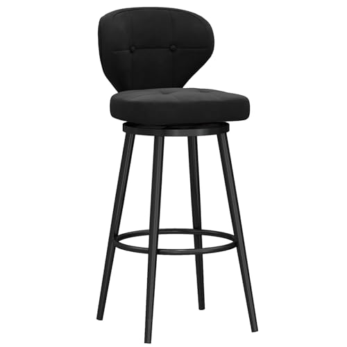 Luxus Samt Drehbar Barhocker mit Metall Fußstütze Höhenverstellbar Thekenhocker mit Rückenlehne 1er Set Moderne Barstühle für Kücheninsel und Esszimmer von Generisch