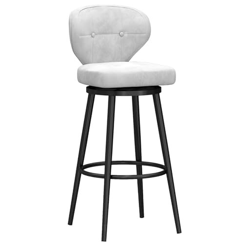 Luxus Samt Drehbar Barhocker mit Metall Fußstütze Thekenhöhe Stühle Rückenlehne Design 1er Set Modern Gepolstert Bar Sitzgelegenheit für Küche & Esszimmer von Generisch