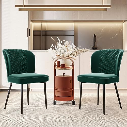 Luxus Samt Drehstuhl Esszimmerstühle 2er Set Grün Samt Stühle mit Metallbeinen Luxus Samt Drehstuhl Esszimmerstühle 2er Set Grün Samt Stühle mit Metallbeinen von Generisch