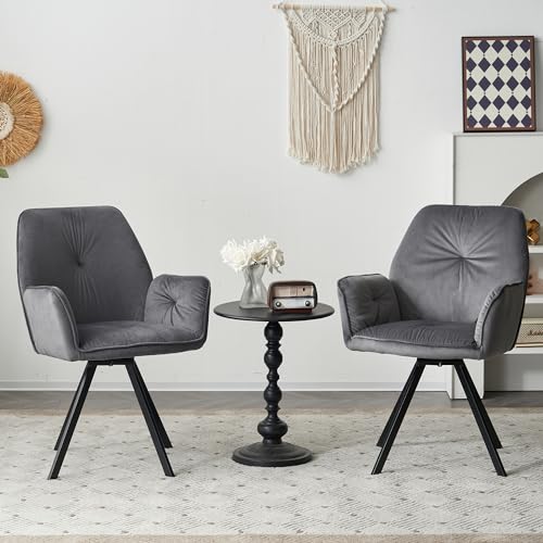 Luxus Samt Esszimmerstuhl 2er Set Hellgrau Drehstuhl mit Metallbeinen für Wohnzimmer Schlafzimmer 360° Drehstuhl Freizeitstuhl Luxus Samt Esszimmerstuhl 2er Set Hellgrau Drehstuhl mit Metallbeinen für Wohnzimmer Schlafzimmer 360° Drehstuhl Freizeitstuhl von Generisch