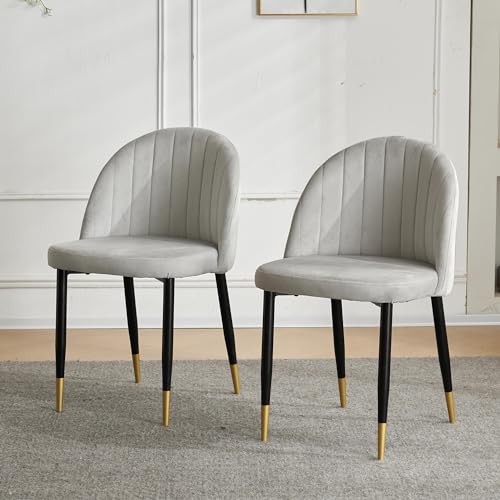 Luxus Samt Esszimmerstuhl 2er Set Hellgrau Drehstuhl mit Metallbeinen für Wohnzimmer und Schlafzimmer Luxus Samt Esszimmerstuhl 2er Set Hellgrau Drehstuhl mit Metallbeinen für Wohnzimmer und Schlafzimmer von Generisch