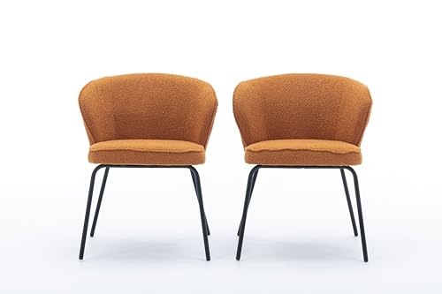 Luxus Samt Esszimmerstuhl 2er Set Hellorange Drehstuhl für Wohnzimmer Schlafzimmer Modernes Design mit Metallbeinen von Generisch