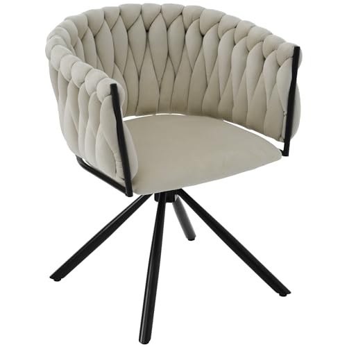 Luxus Samt Esszimmerstuhl Drehstuhl mit Metallbeinen, komfortables, elegantes Design für Wohnzimmer Schlafzimmer von Generisch