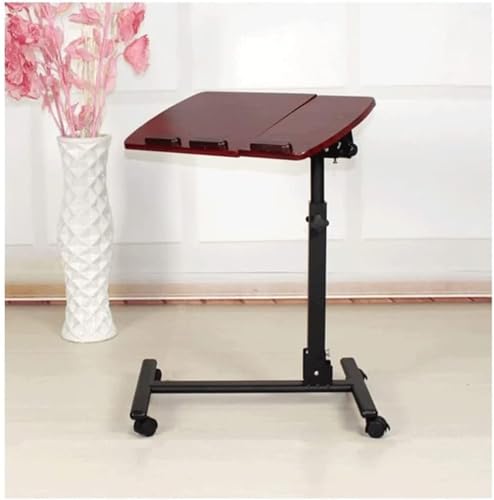 Luxus Überbetttisch Faltbarer Mobiler Überbetttisch - Betttisch für Zuhause oder Gebrauch Höhenverstellbarer Bett-Beistelltisch mit Schwenkrädern Tragbar (Rot 23,6) von Generisch