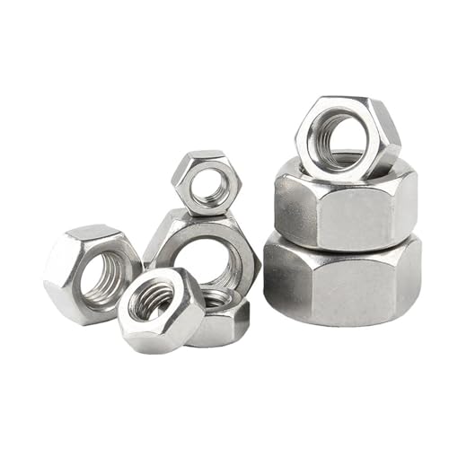 M1 M2 M2.5 M3 M3.5 M4 M5 M6 M8 M10 M12 M14 M16 M18 M20 M22 Sechskantmuttern aus Edelstahl 304, Sechskantmutter mit feinem Gewinde for Schrauben und Bolzen(M2(100Pcs)) von Generisch