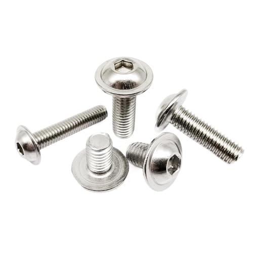 M2/2,5/3/4/5/6/8 304 A2-70 Edelstahl Innensechskant Rundknopf Flanschkopf Mit Unterlegscheibe Dichtung Schraube Bolzen(25mm,10pcs M5) von Generisch
