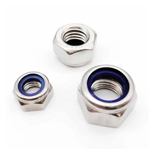 M2 M2.5 M3 M3.5 M4 M5 M6 M8 M10 M12 M16 304 Edelstahl Schwarze Mutter Kontermutter Sechskant-Nyloneinsatz Selbstsichernde Mutter(304 stainless steel,M3.5 100pcs) von Generisch