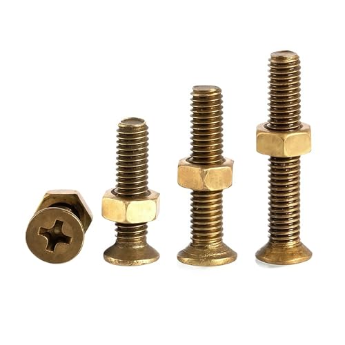 M2.5 M3 M4 M5 M6 2 in1 Messing Kupfer Senkkopf Kreuz Bolzen Mutter Kombination Flache Schraube Hexagon Sets(M3x6mm-20Sets) von Generisch