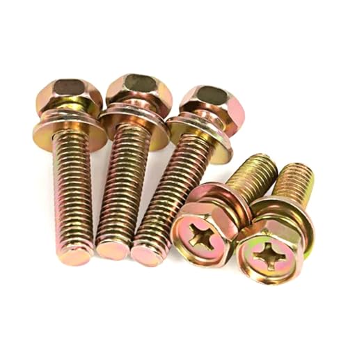 M3/4/5 Dreifachkombination mit Unterlegscheibe, Bolzen, Federdichtung, Schrauben, Hohlspitze und konkave Gehirnfarbe plattiert(M5x18mm (20pcs)) von Generisch