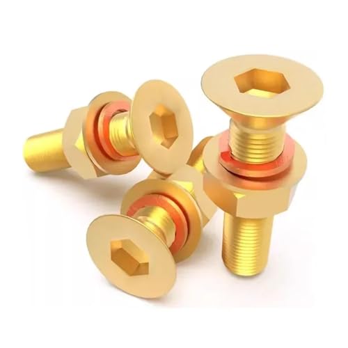 M3 M4 M5 M6 M8 M10 M12 Messing-Inbusschrauben Innensechskant Senkkopfschraube Federdichtung Unterlegscheibe Mutter Vier Kombinationssatz(M3x12mm (10 sets)) von Generisch
