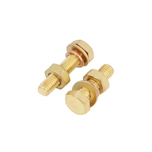 M3 M4 M5 M6 M8 M10 M12 Messing-Sechskantschraubensatz, verlängerte Messing-Sechskantschraube mit Mutter und Dichtung, Schraubenkombination aus Kupfer(35mm,M10.0(5Pcs)) von Generisch