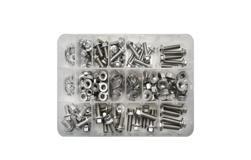 M6 M8 304 Edelstahl Flansch Sechskantschrauben und Mutternsatz Metrisches Gewinde Außensechskantschraube mit Unterlegscheiben und Sicherungsscheiben Sortimentskit(M6 M8 1box) von Generisch