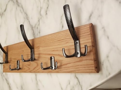 MAXARTI - Wandgarderobe (50x15 mit 5 Haken in Schwarz) aus massiver Eiche – Garderobenleiste mit 5 Metallhaken, Kleiderhaken – Holzgarderobe Flur, Schlafzimmer – Handgefertigt in Deutschland von Generisch